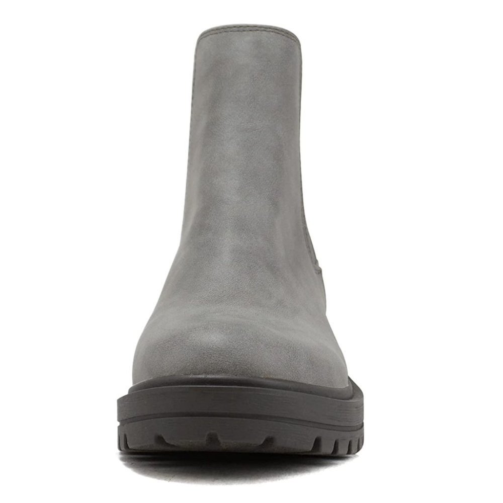 New Women Gray Chelsea Elastic Low Platform Ankle Boots Booties - Picture 5 of 5